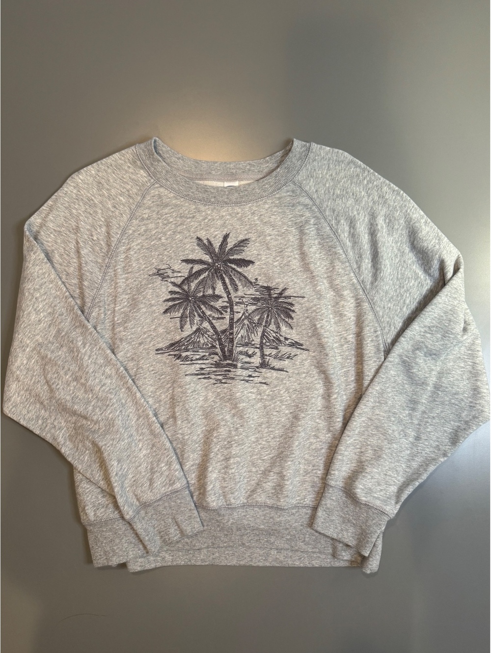 Old Navy Medium Gray Sweatshirt with Palm Tree Graphic
